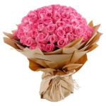 Beautiful pink roses hand tied bouquet from JuneFlowers.com