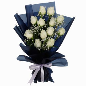 12 White Roses | Online Rose Bouquet Delivery | Order Now at JuneFlowers.com