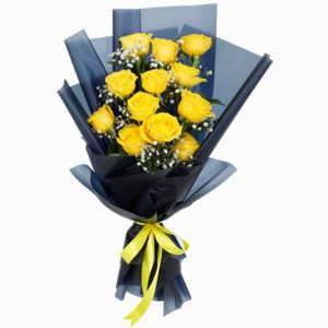 Designer Bouquet of 12 Yellow Roses | Best Flower Shop India | June Flowers