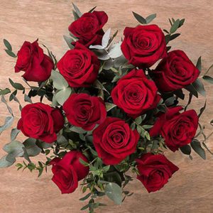 Combination of Red Roses with Cylinder Vase from JuneFlowers.com