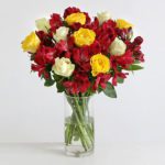 Roses with Red Alstroemeria | Best order flowers Mumbai