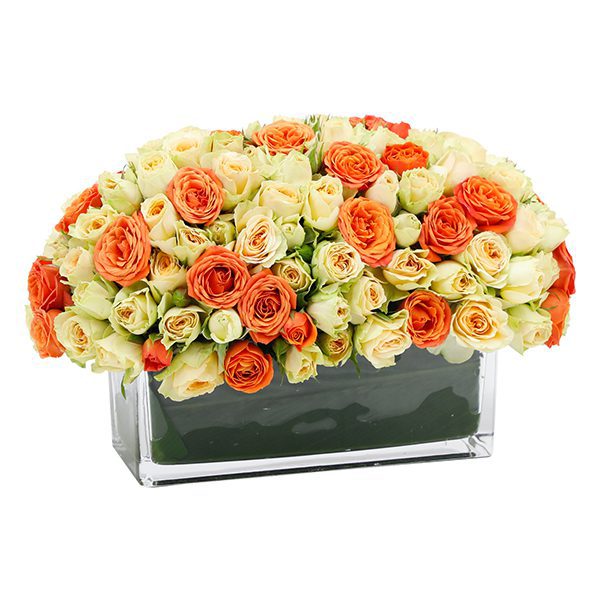 Royal Arrangement with Peach and Orange Rose The Best Flowers Rose | Online Flower vase arrangement Delivery | JF