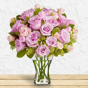 The Purple Roses with Vase JuneFlowers.com