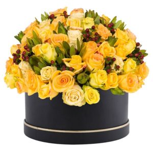 Signature Box of Yellow Roses | Flower Bokeh for Birthday | Send Flowers to Bangalore | Order Now at JF