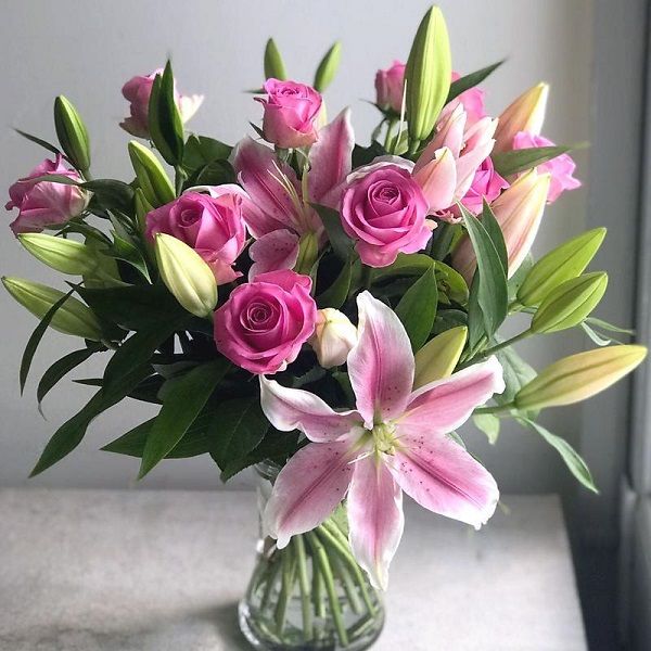 new-rose-and-lily-straightened-large Be Mine | lily pink Arrangements | Order now juneflowers