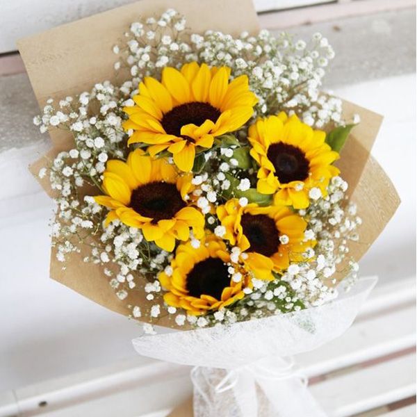 5 Stem Sunflower Bouquet | Online Bouquet Delivery in India | Order Now at JF