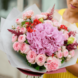 Pink Proposal | Pink Hydrangea Flowers Bouquet Bangalore| June Flowers India