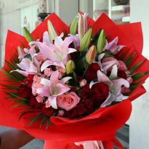 lily and rose flower bouquet near me : Fresh Flowers, Fast from June Flowers.in