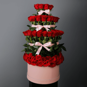 Red Rose in a Pink Box | xmas Bouquets Delivery in India | Order Now June Flowers