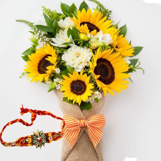 Rakhi_with_Sunflowers Rakhi with Sunflowers | Send Sunflower Bouquet | Order Now at JF