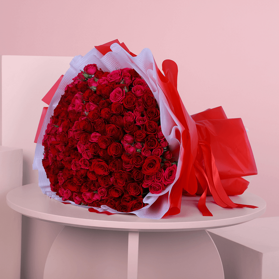 Uniquely Yours (3) 100 roses bouquet- Valentines Flower Bouquet - Order now June Flowers