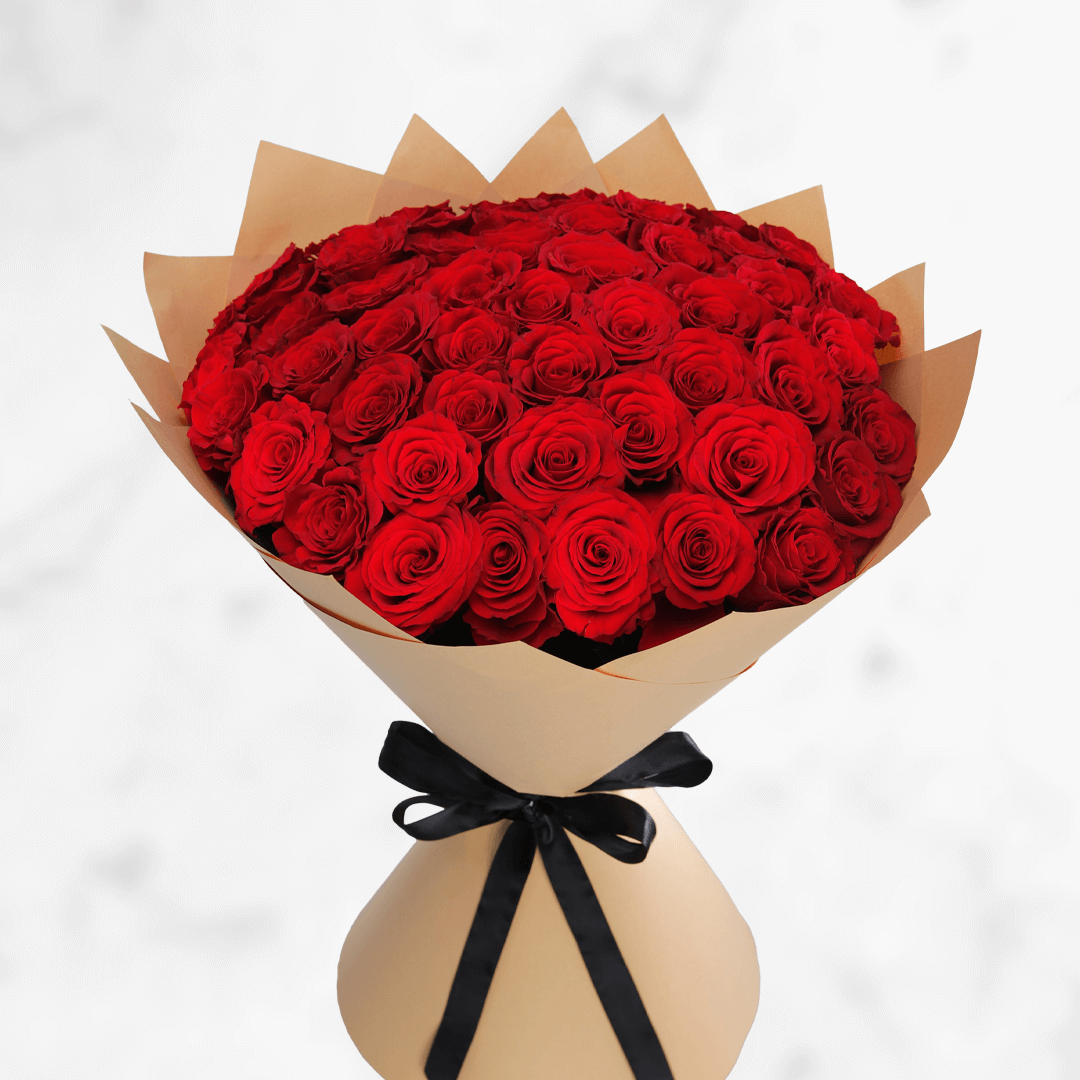 Bold Love Bouquet Red Roses That Speak Volumes – Send 50 Red Roses | BTF
