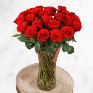 Send a heartfelt message with a gorgeous vase of red roses