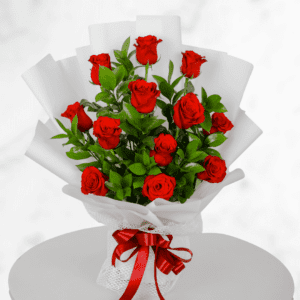 Send Stunning 12 Red Roses Bouquet – A True Symbol of Love