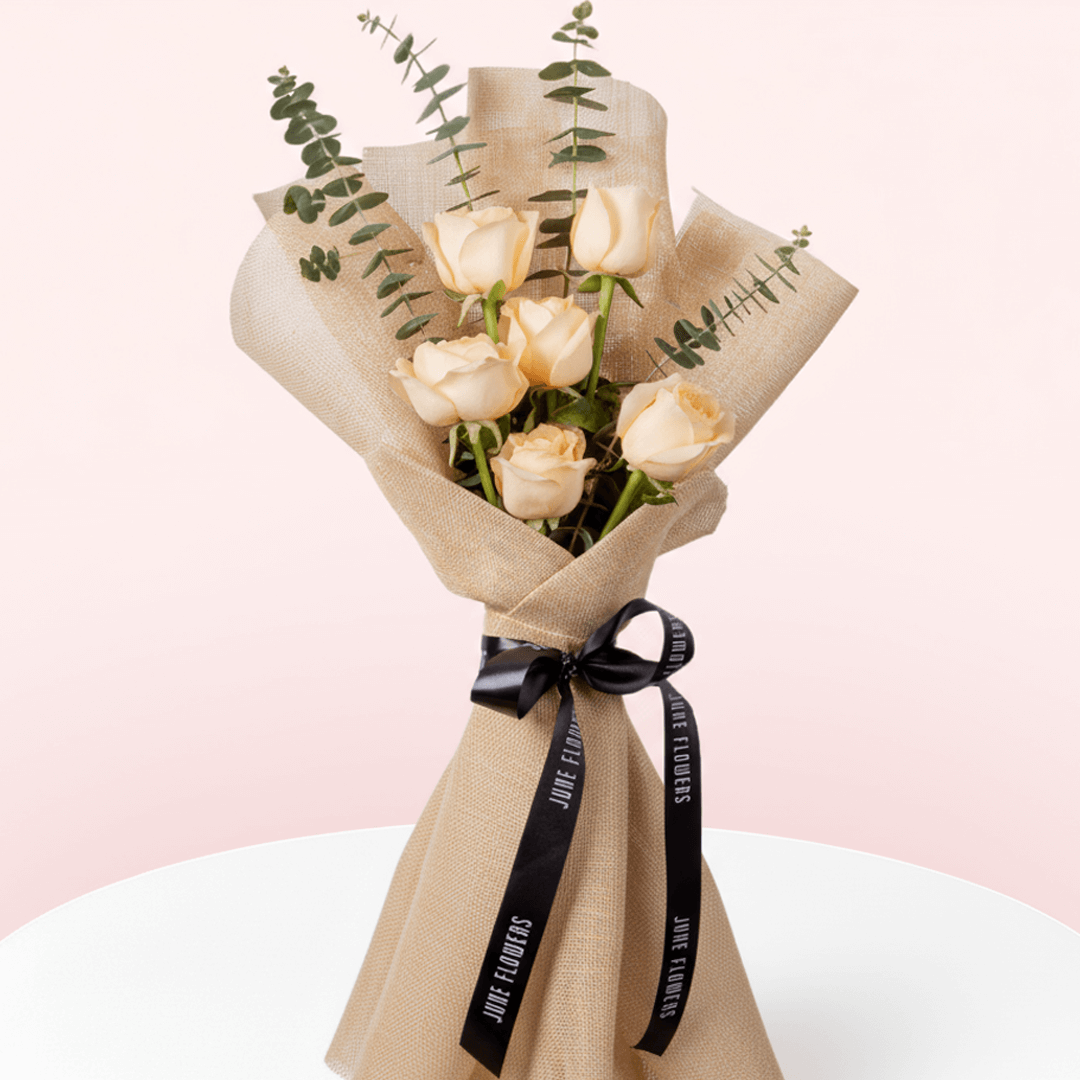 Creamy 6 peach rose 6 peach rose bouquet