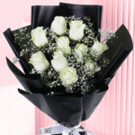 Classic Black and White Rose Bouquet2