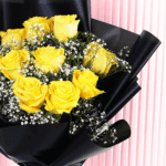 Midnight Sunshine Black & Yellow Rose Bouquet2