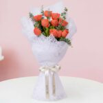 Orange Crush - 10 Orange Roses Bouquet 1