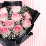 Timeless Black & Pink Rose Bouquet2