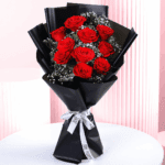 Timeless Love Black & Red Rose Bouquet