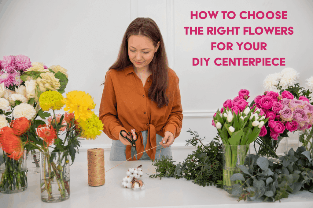 Elegant DIY floral centerpiece with roses, lilies, and greenery.