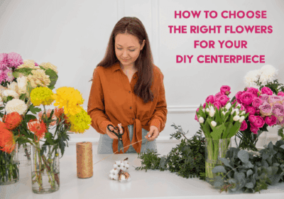 Elegant DIY floral centerpiece with roses, lilies, and greenery.