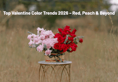 Trending Valentine colors for 2026 including classic red, soft peach, and romantic hues